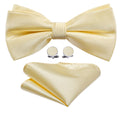 Lemon Chiffon Solid Bow Tie Set - GentCrest
