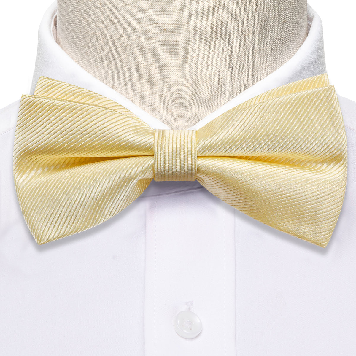 Lemon Chiffon Solid Bow Tie Set - GentCrest - View 3