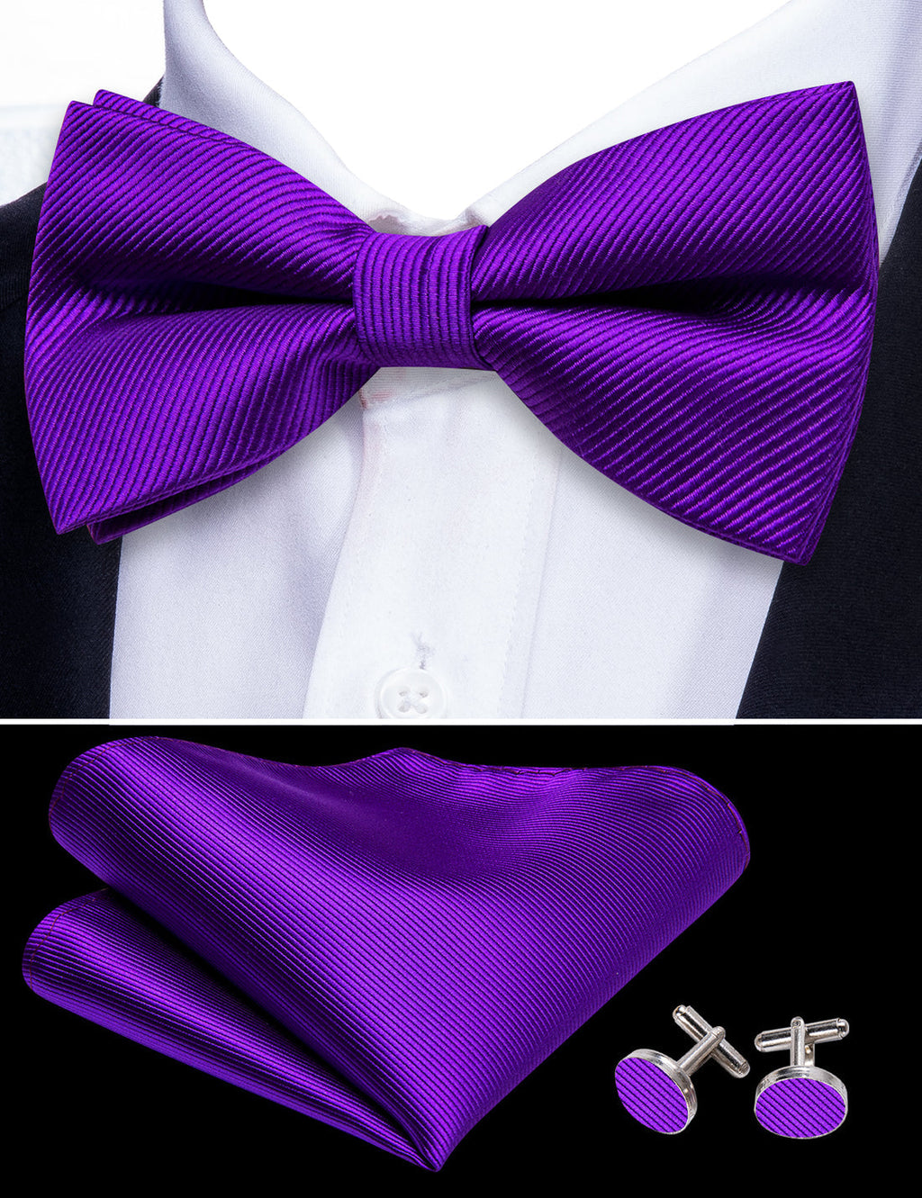Hyacinth Solid Bow Tie Set - GentCrest - View 6