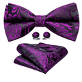 Purple Black Paisley Bow Tie Set - GentCrest