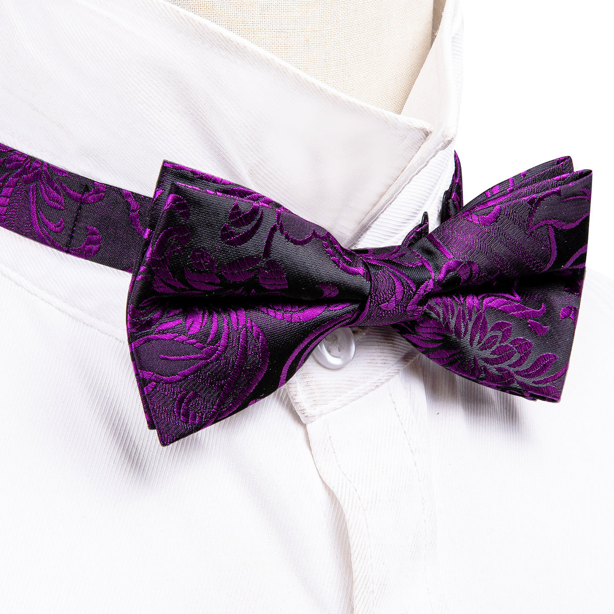 Purple Black Paisley Bow Tie Set - GentCrest - View 4