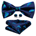 Blue Xmas Tree Bow Tie Set - GentCrest