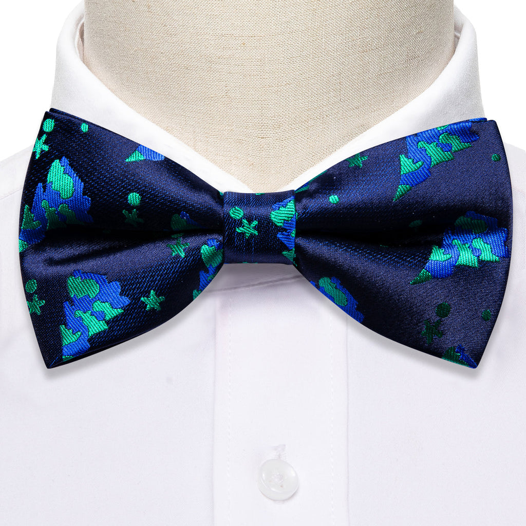 Blue Xmas Tree Bow Tie Set - GentCrest - View 3
