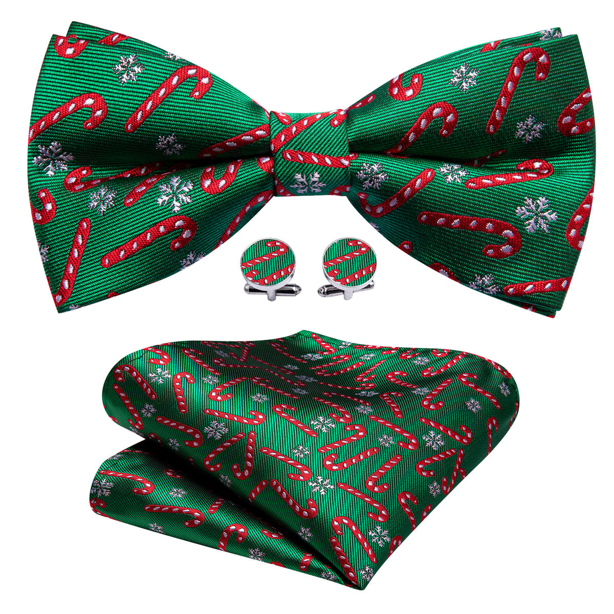 Green Christmas Crutch Bow Tie Set - GentCrest