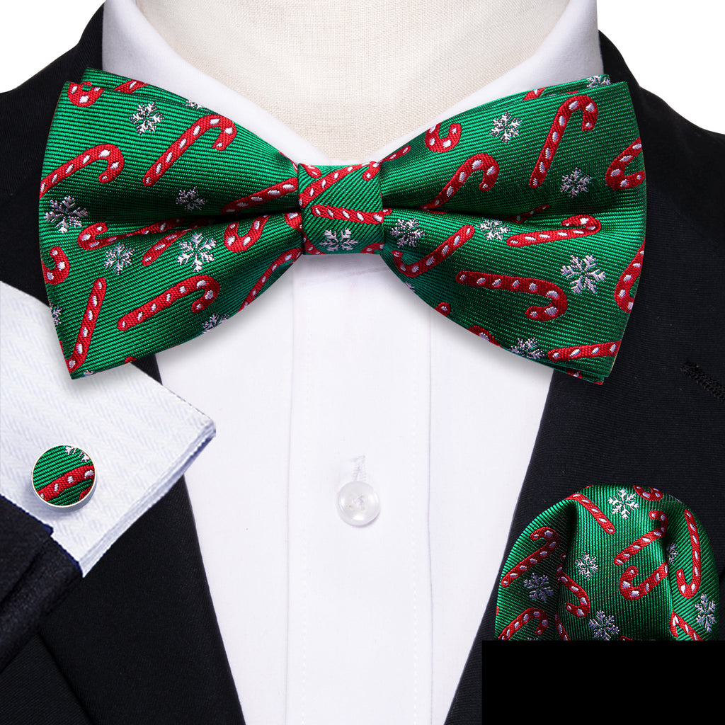 Green Christmas Crutch Bow Tie Set - GentCrest - View 2