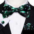Emerald Green & White Christmas Tree Bow Tie Set - GentCrest