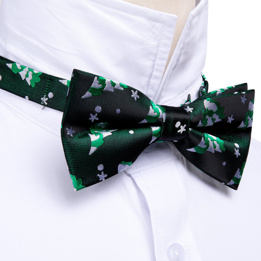 Emerald Green & White Christmas Tree Bow Tie Set - GentCrest - View 2