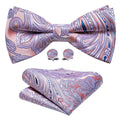 Pink Paisley Bow Tie Set - GentCrest