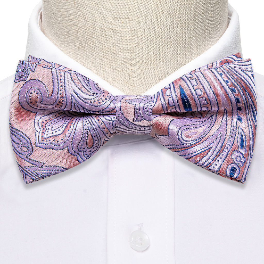 Pink Paisley Bow Tie Set - GentCrest - View 3