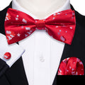 Crimson Red & White Christmas Tree Bow Tie Set - GentCrest