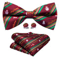 Green Red Xmas Snowman Bow Tie Set - GentCrest