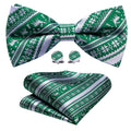 Green White Xmas Elk Bow Tie Set - GentCrest