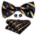 Black Orange Santa Claus Christmas Bow Tie Set - GentCrest