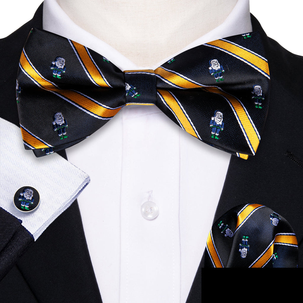 Black Orange Santa Claus Christmas Bow Tie Set - GentCrest - View 2