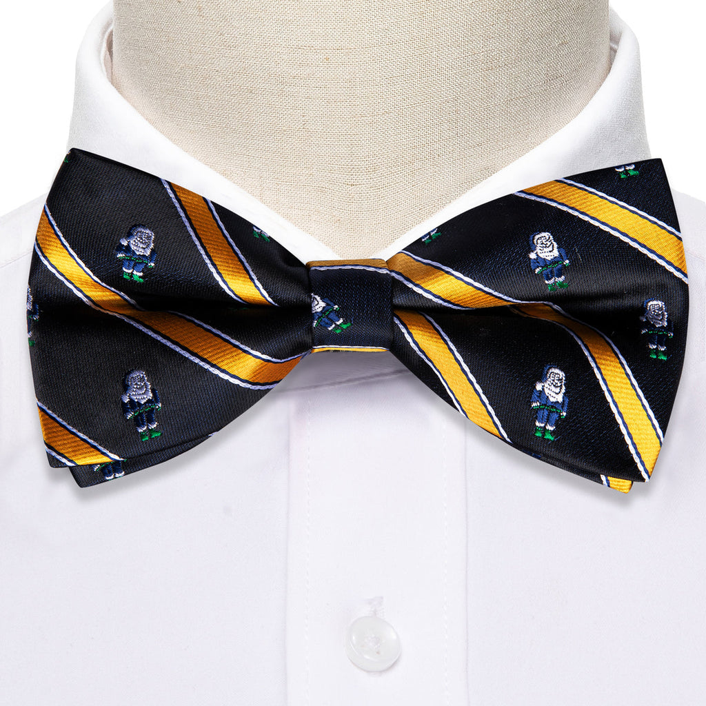 Black Orange Santa Claus Christmas Bow Tie Set - GentCrest - View 3