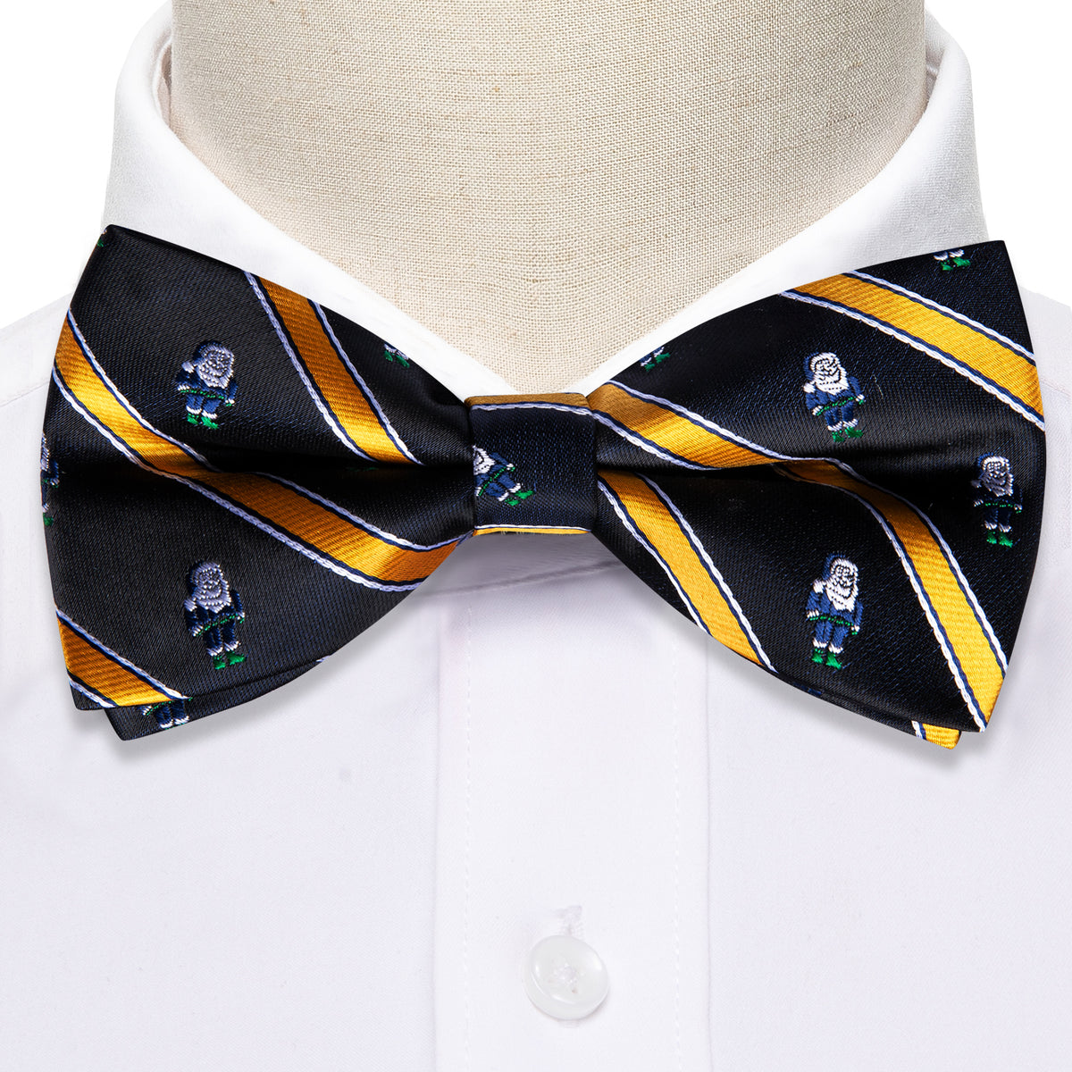 Black Orange Santa Claus Christmas Bow Tie Set - GentCrest - View 3