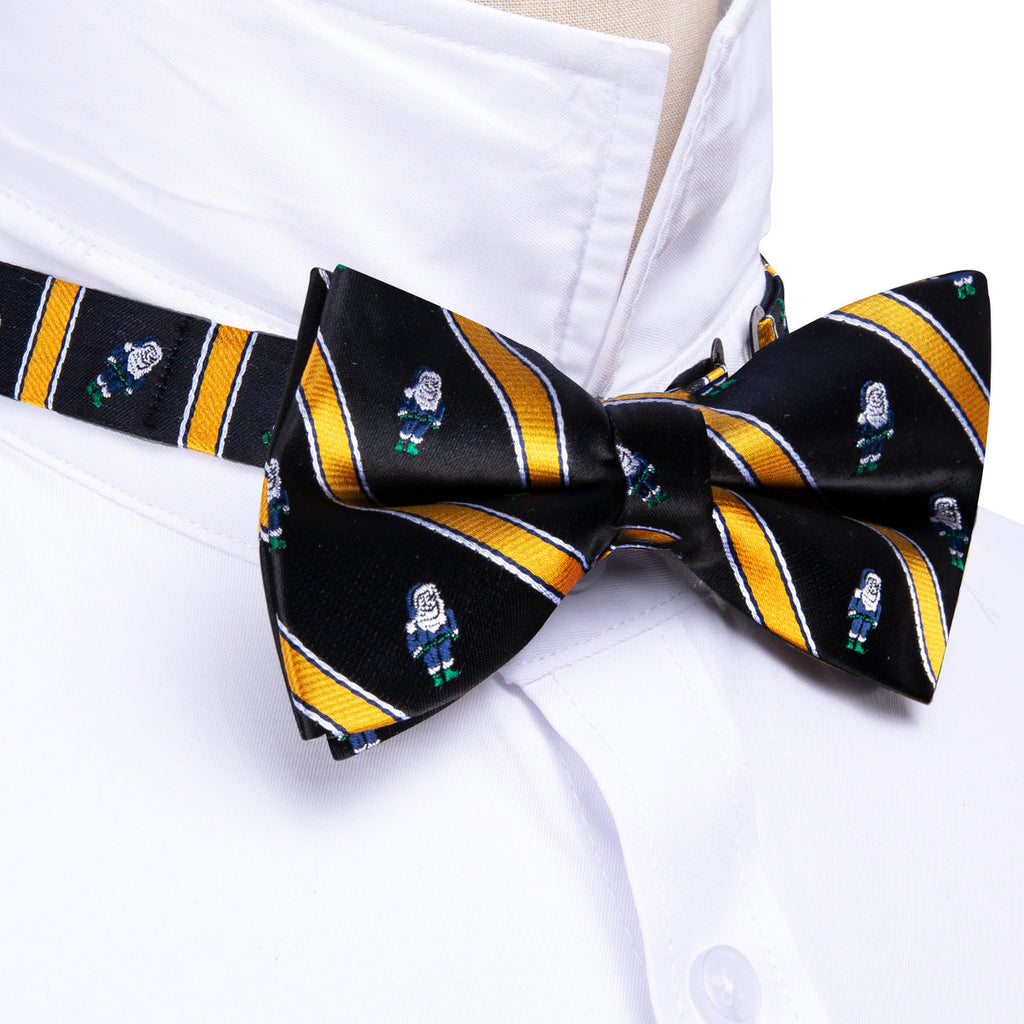 Black Orange Santa Claus Christmas Bow Tie Set - GentCrest - View 4