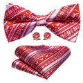 Red White Xmas Elk Bow Tie Set - GentCrest
