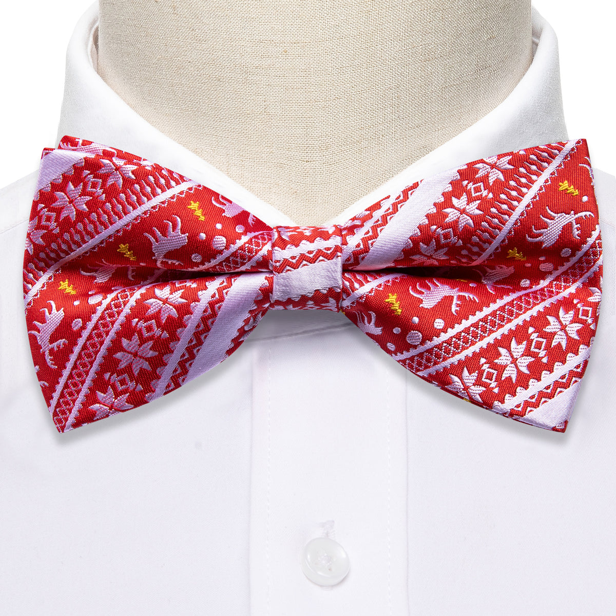 Red White Xmas Elk Bow Tie Set - GentCrest - View 3