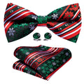Red Green Christmas Snowflake Bow Tie Set - GentCrest