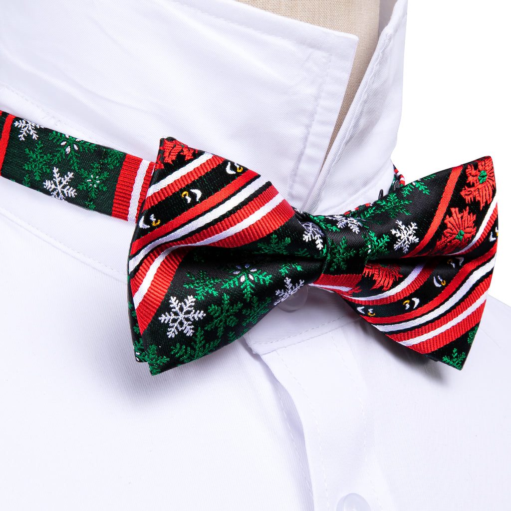 Red Green Christmas Snowflake Bow Tie Set - GentCrest - View 3