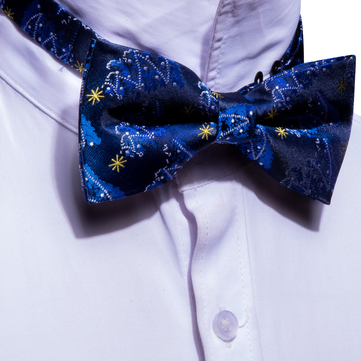Blue White Xmas Tree Bow Tie Set - GentCrest - View 4