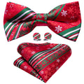 Red Green Xmas Pattern Bow Tie Set - GentCrest