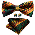 Gold Green Snowflake Christmas Bow Tie Set - GentCrest