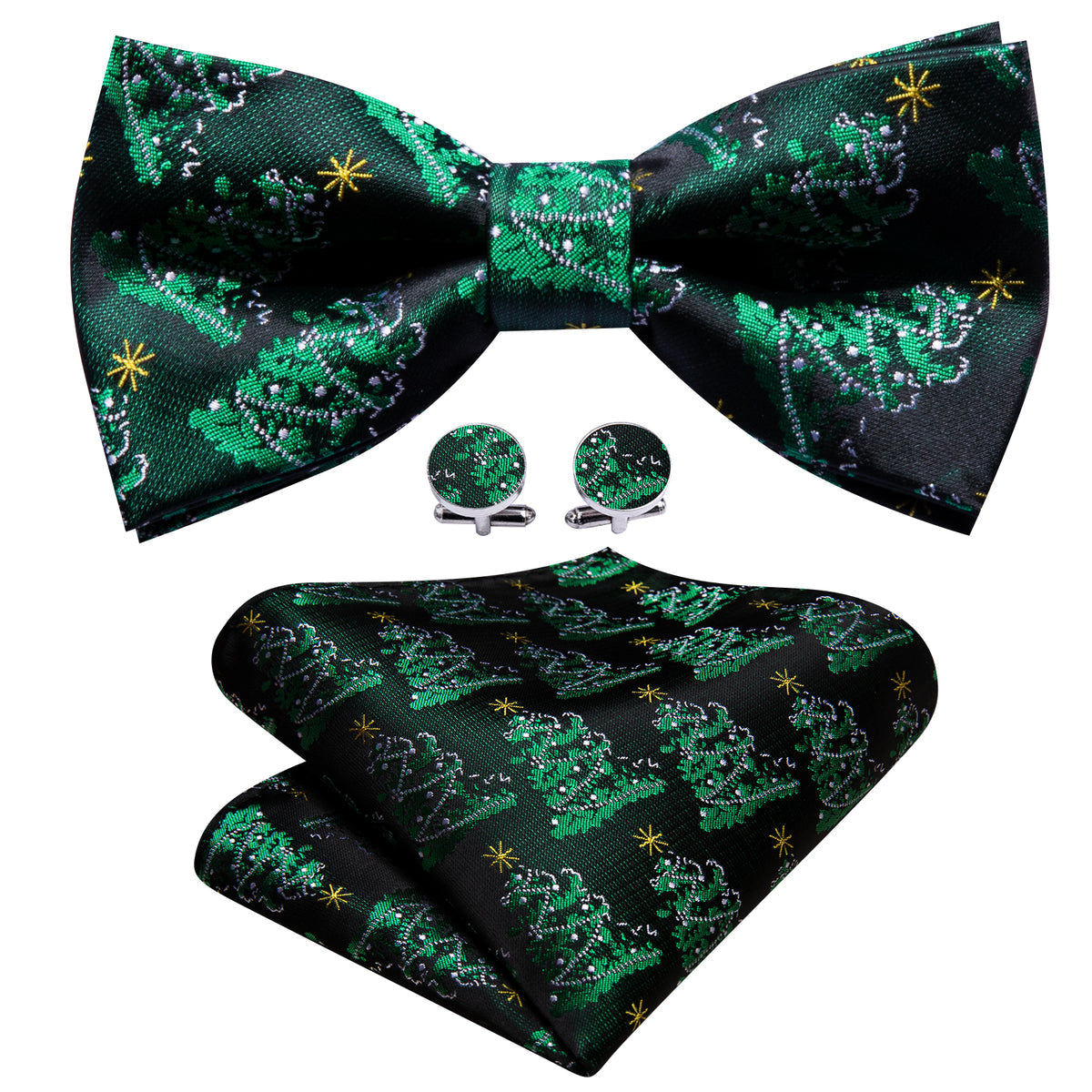 Green Xmas Tree Bow Tie Set - GentCrest