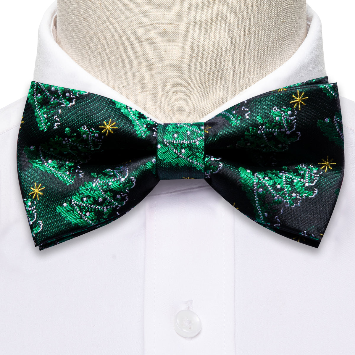 Green Xmas Tree Bow Tie Set - GentCrest - View 3