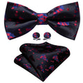 Black Red Xmas Tree Bow Tie Set - GentCrest