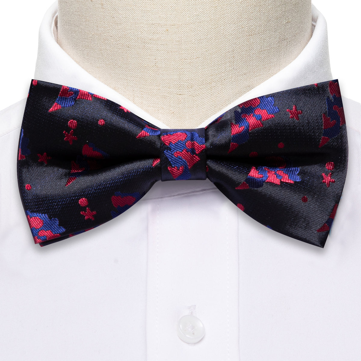 Black Red Xmas Tree Bow Tie Set - GentCrest - View 4