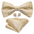 Cream Paisley Bow Tie Set - GentCrest