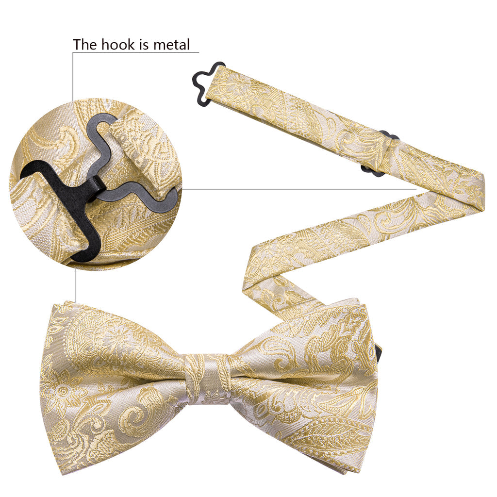 Cream Paisley Bow Tie Set - GentCrest - View 5