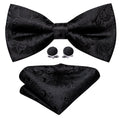 Black Paisley Bow Tie Set - GentCrest