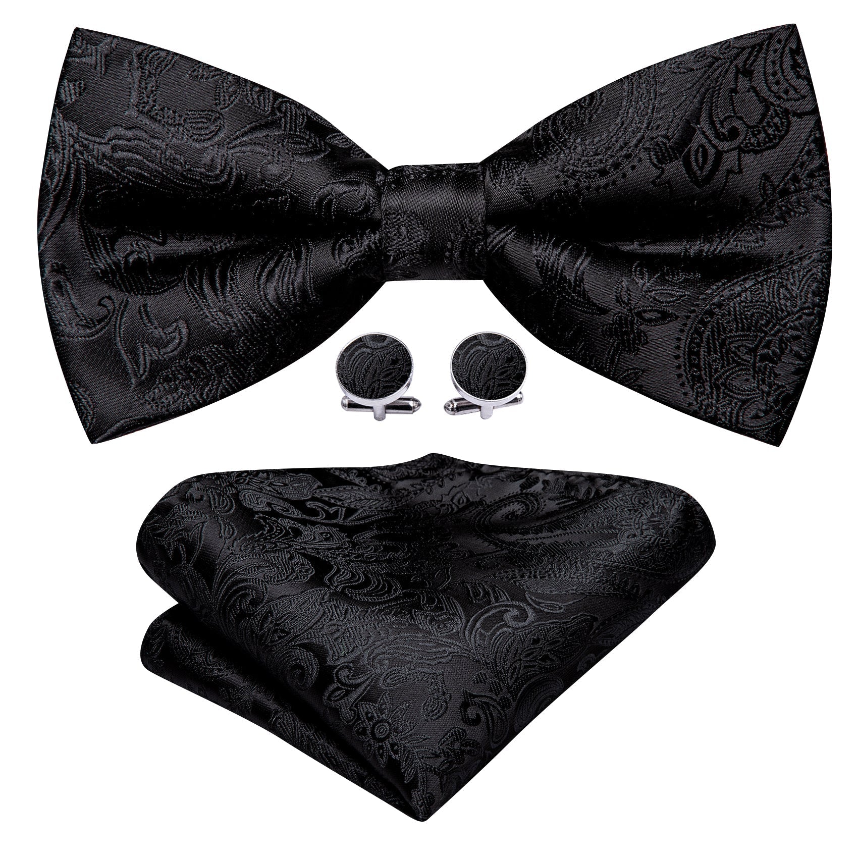 GentCrest Black Paisley Bowtie Set - Image 2