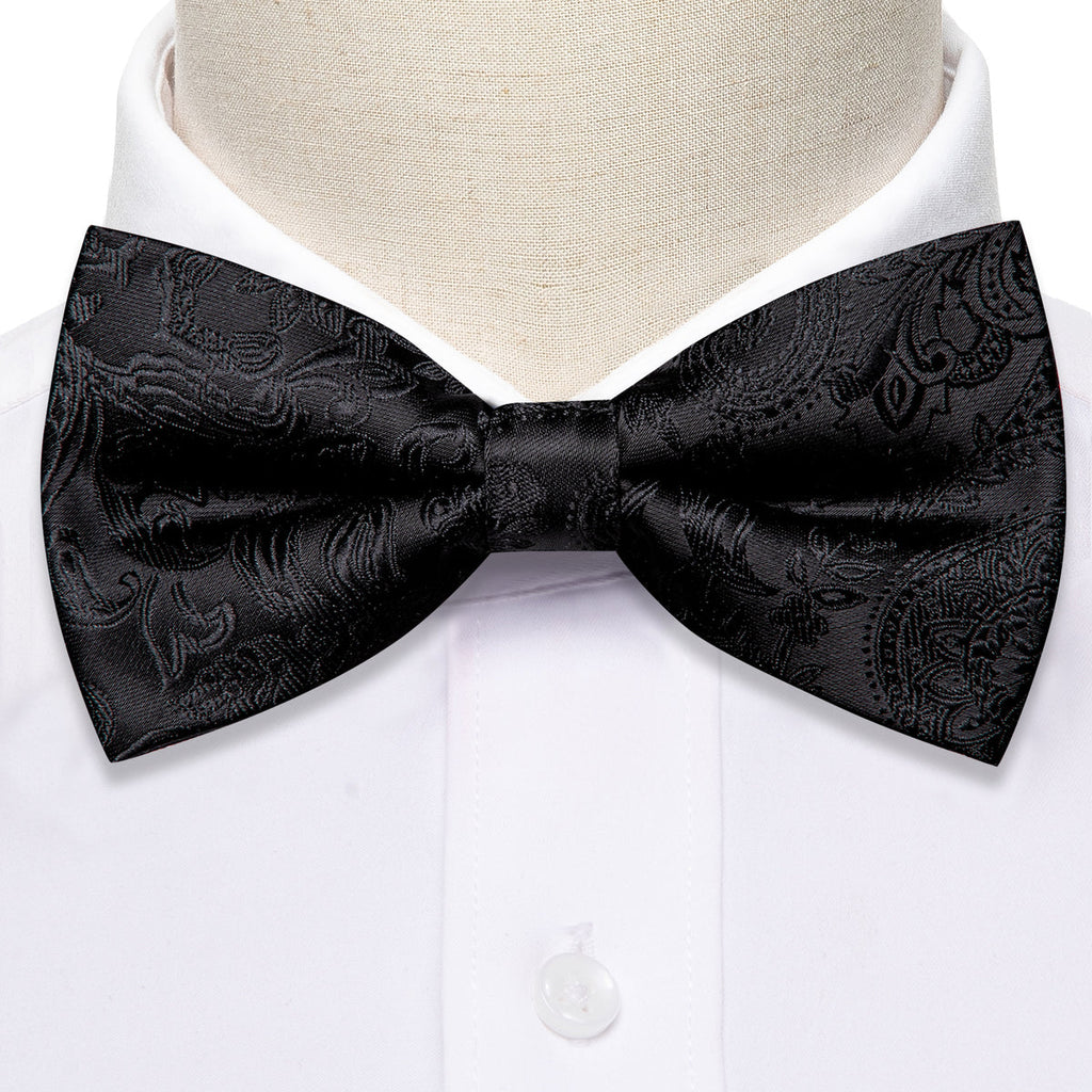 Black Paisley Bow Tie Set - GentCrest - View 4