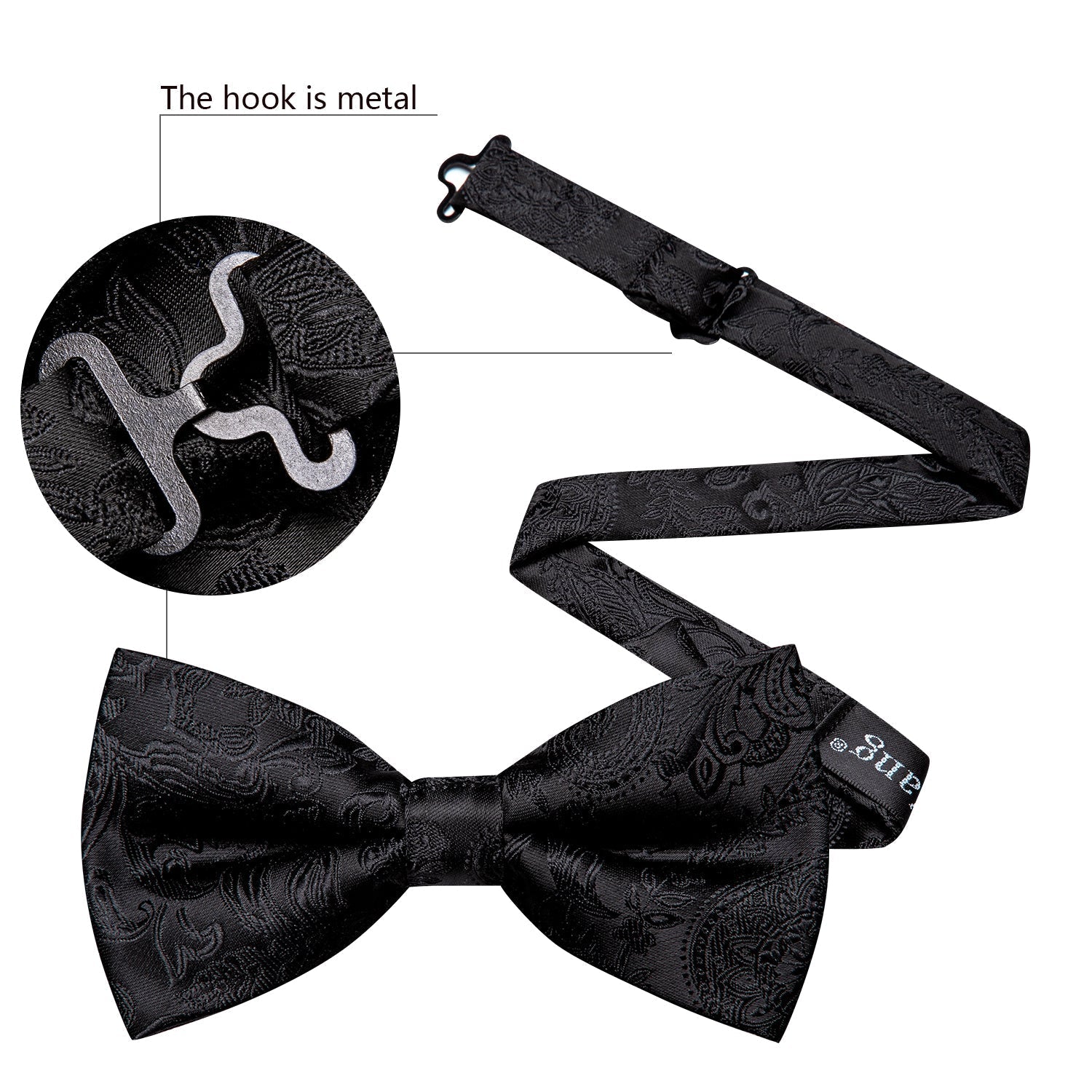GentCrest Black Paisley Bowtie Set - Image 4