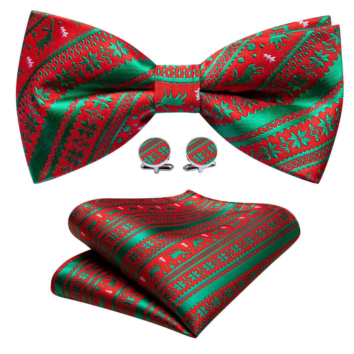 Red Green Elk Christmas Bow Tie Set - GentCrest