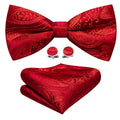 Strong Red Paisley Bow Tie Set - GentCrest