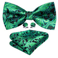 Green Floral Bow Tie Set - GentCrest