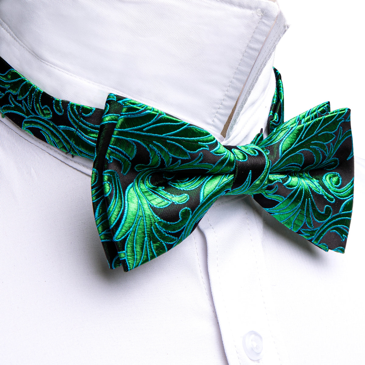 Green Floral Bow Tie Set - GentCrest - View 4