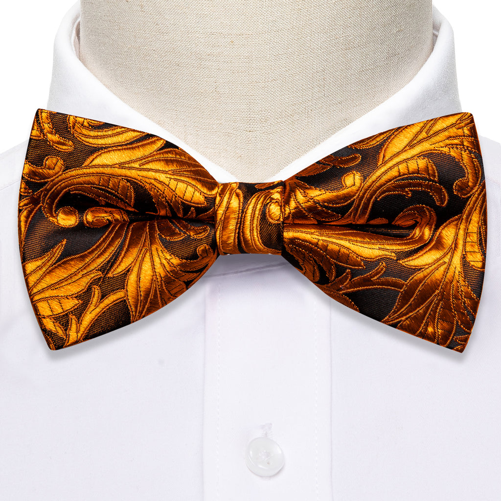 Brown and Orange Floral Bow Tie Set - GentCrest - View 3