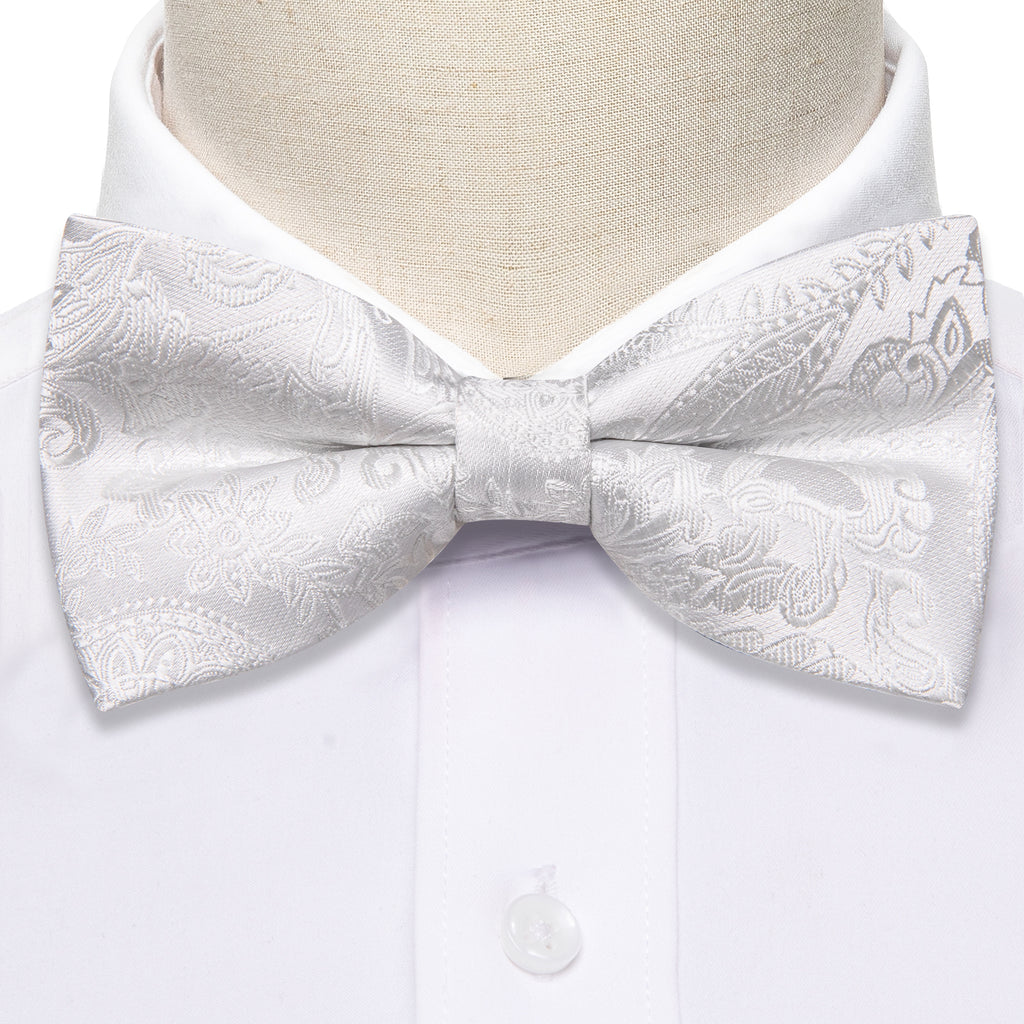 White Paisley Bow Tie Set - GentCrest - View 4