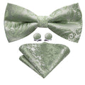 Green Paisley Bow Tie Set - GentCrest