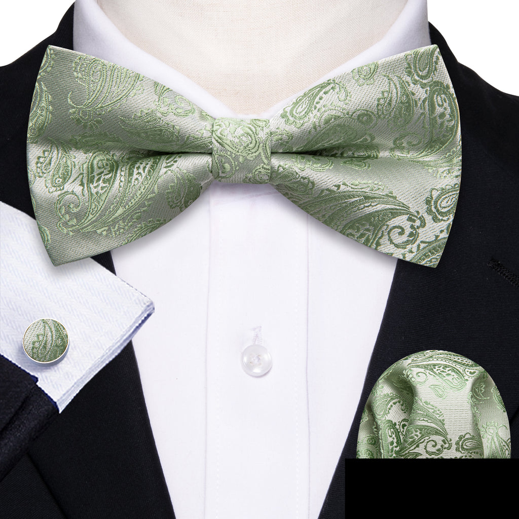 Green Paisley Bow Tie Set - GentCrest - View 2