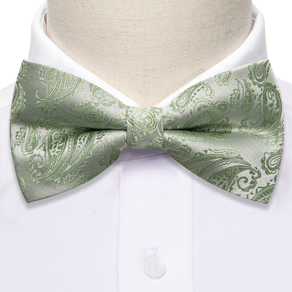 Green Paisley Bow Tie Set - GentCrest - View 5