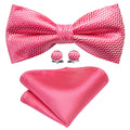 Pink Shock Curve Bow Tie Set - GentCrest