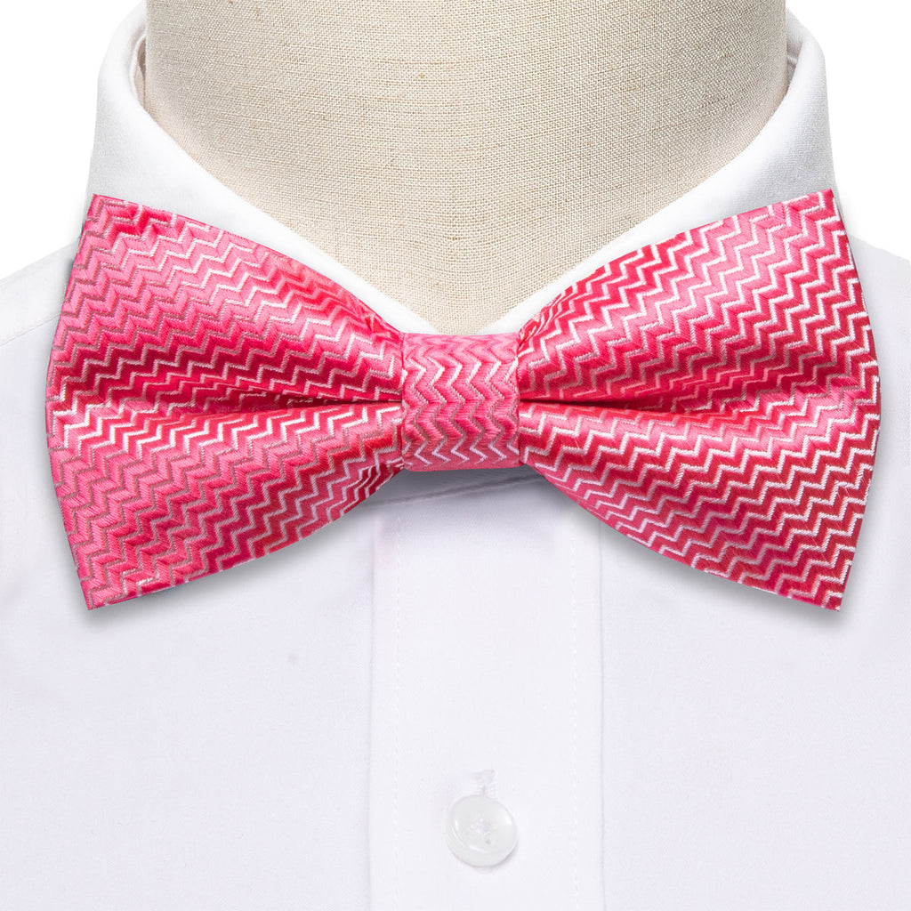 Pink Shock Curve Bow Tie Set - GentCrest - View 6
