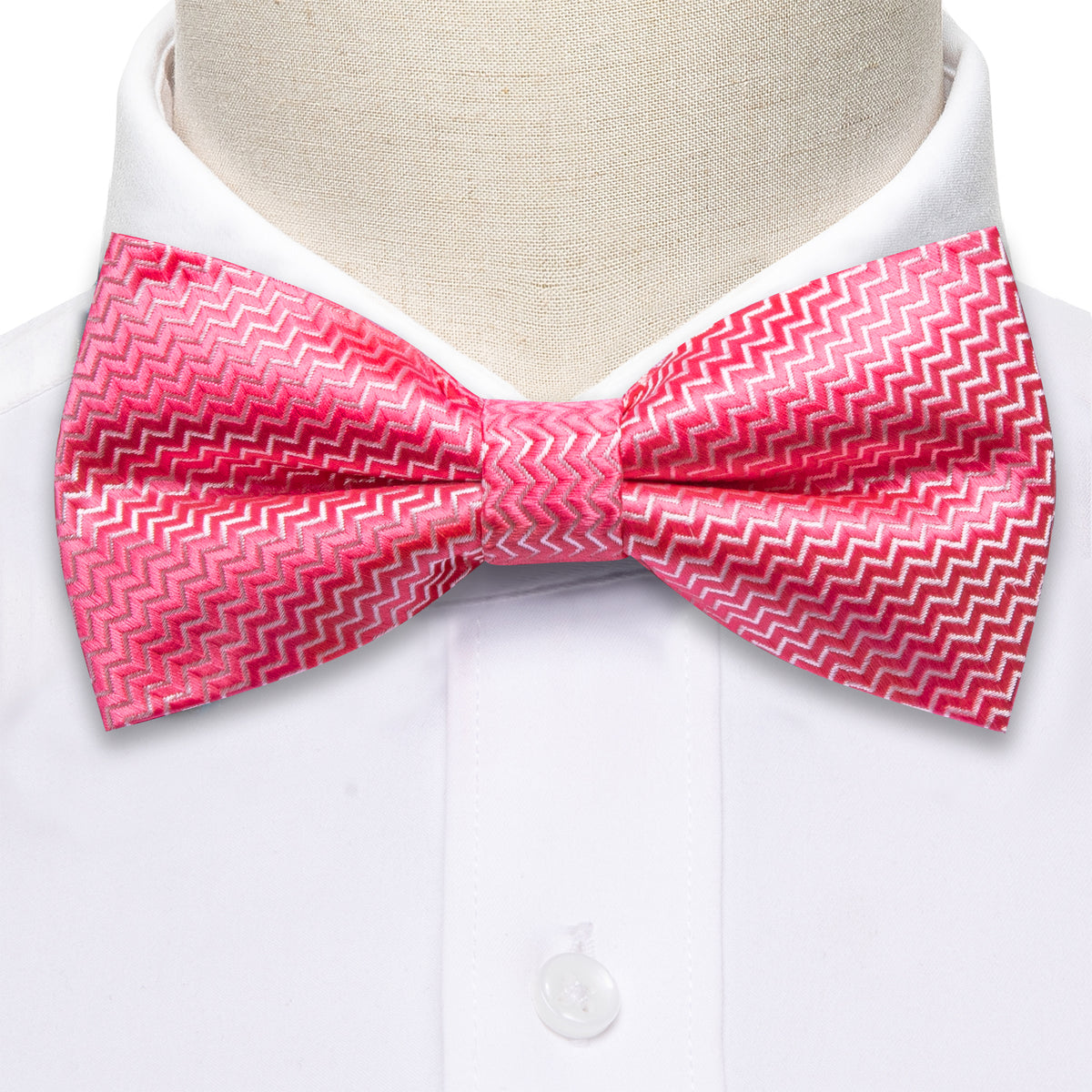 Pink Shock Curve Bow Tie Set - GentCrest - View 6